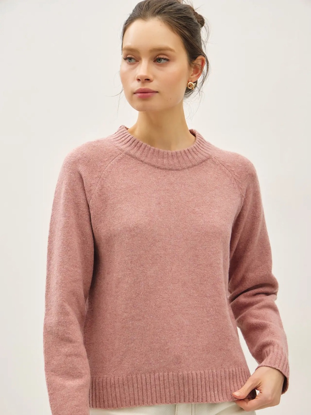 BE COOL Dusty Rose Crewneck Sweater